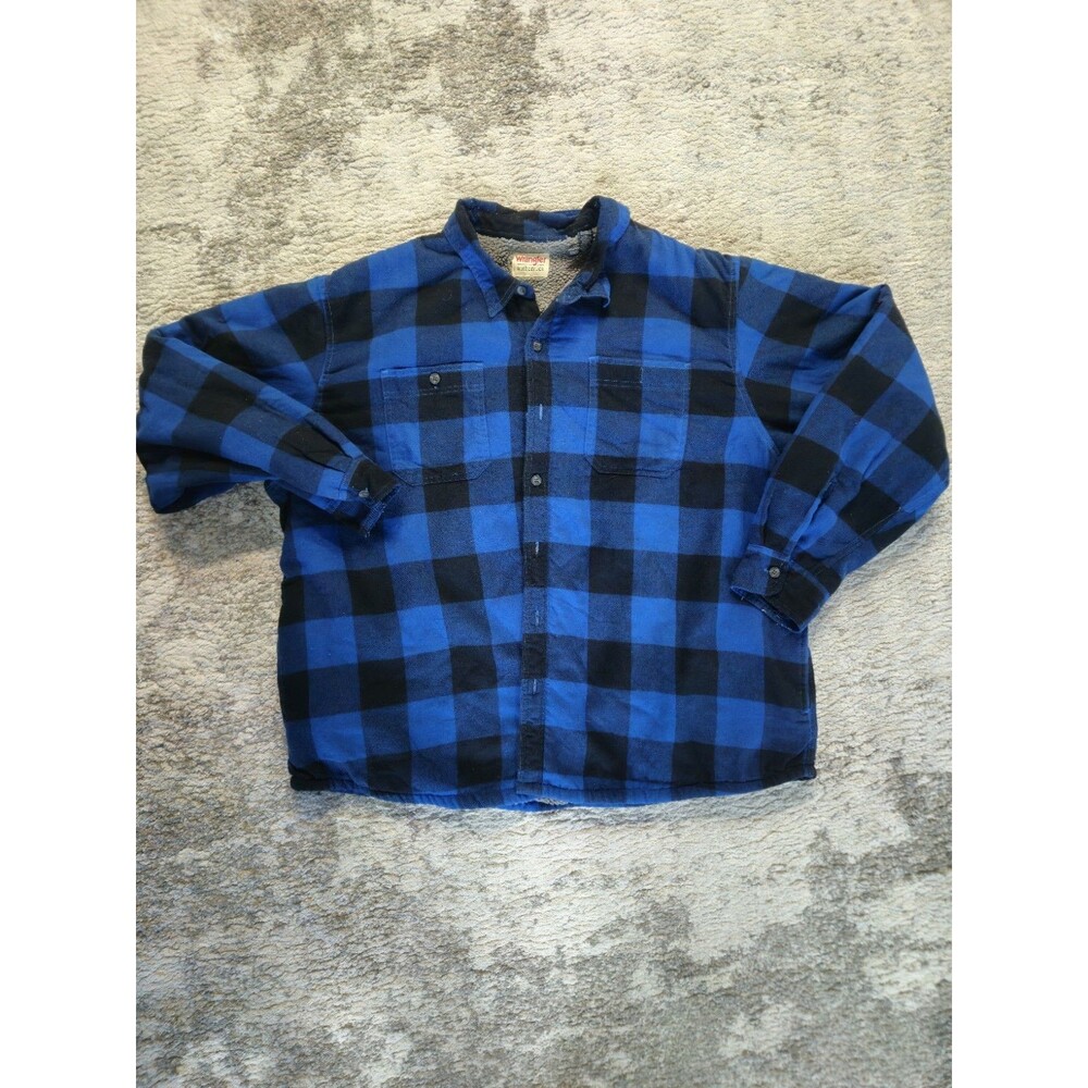 Men's Wrangler  Size 3XL Fleece Lined Flannel Blue Shirt Jacket